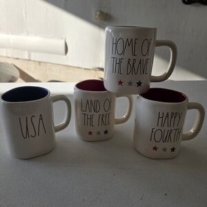 Rae Dunn Patriotic Mug Set - Blue, Red, White